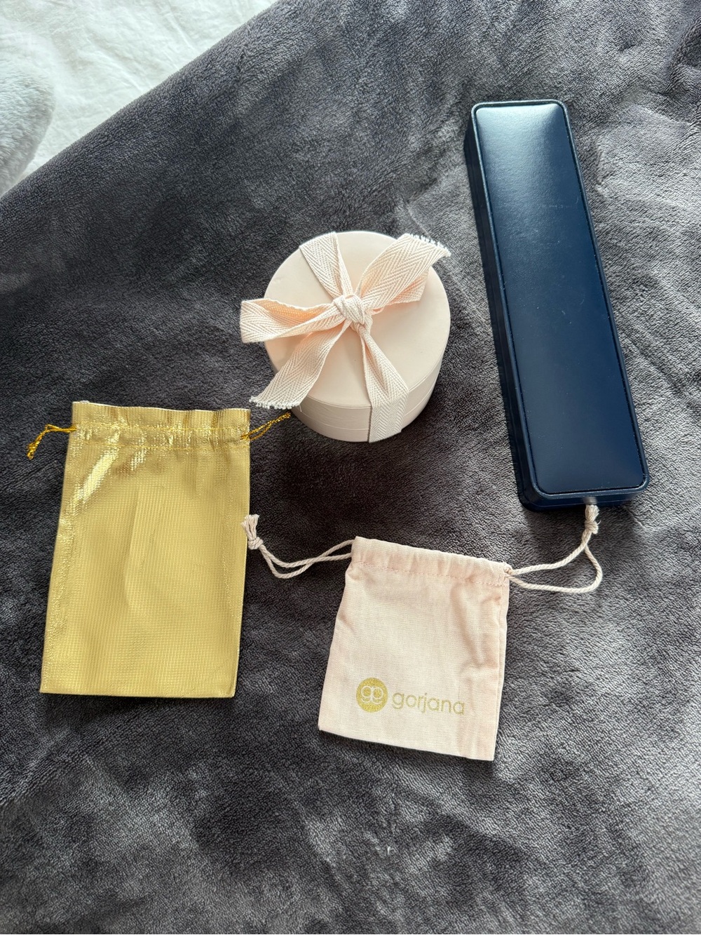 Gorjana Pink Jewelry Pouch & Box, Drawstring Accessory Bag, & Fortunoff Box